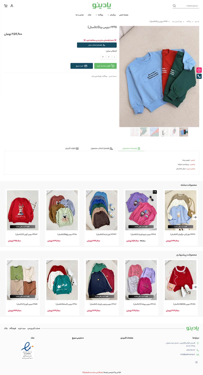 نمونه کار طراحی سایت فروشگاهی پادینو