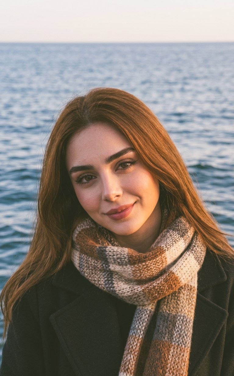 4  پرامپت تولید تصویررنگی سوژه دختر با بگراند دریا 
